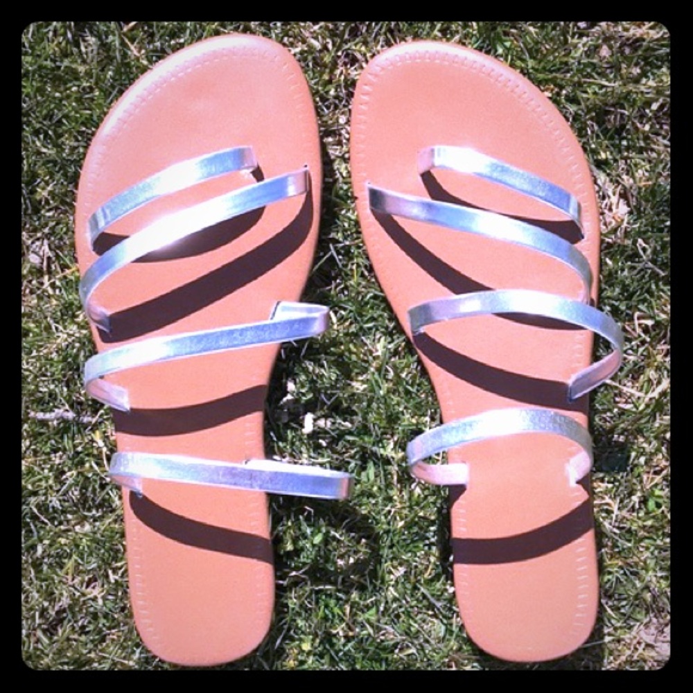 Metallic Silver Strappy Sandal